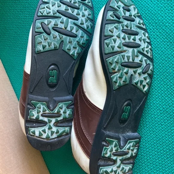 Pro Select 1805 Men's Brown and White Saddle Spikeless Golf Shoes - Picture 11 of 12